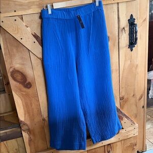 J. Jill Textured Wide-Leg Pants in Cobalt Blue